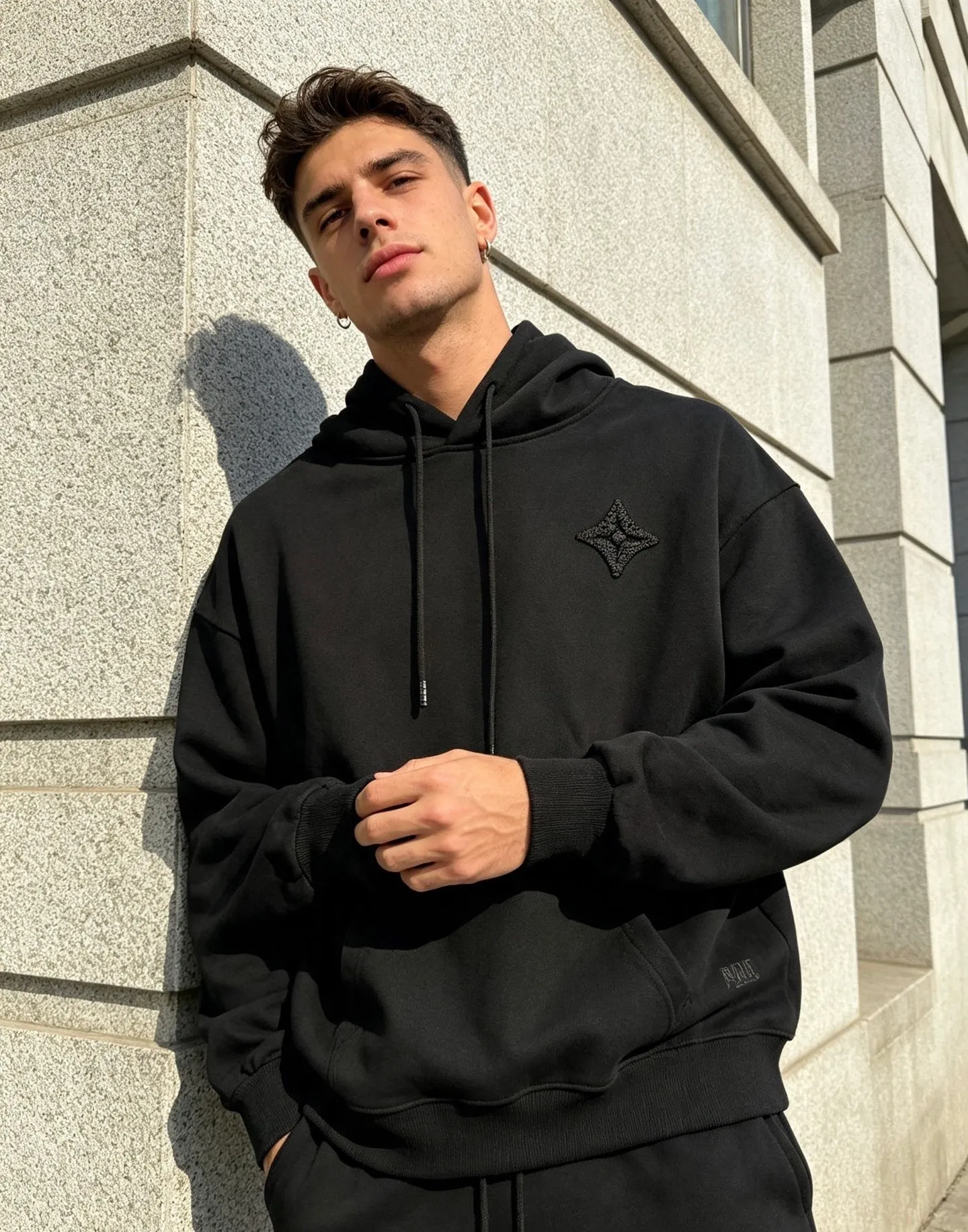 Louis Vuitton/Louis Vuitton dark woven letter logo embroidered hooded sweatshirt